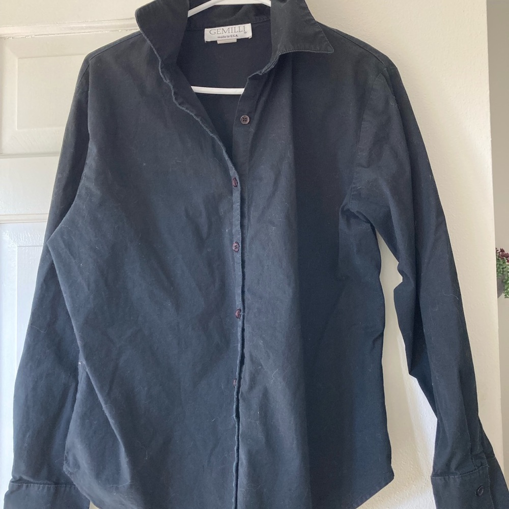 Gemilli Women’s Long sleeved Black Cotton Button Down Shirt
